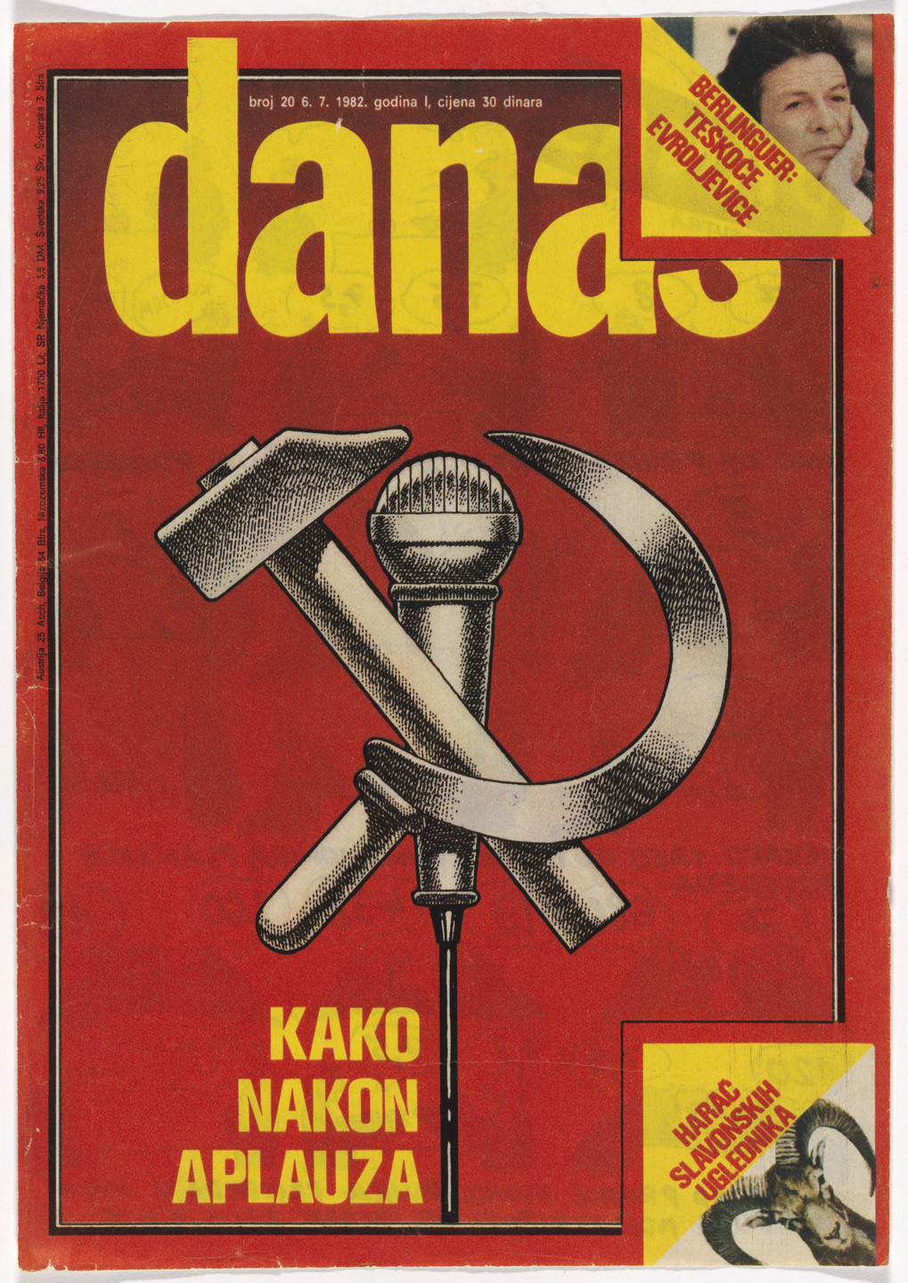 Mirko Ilić. Kako nakon aplauza (What After the applause) (Design for the cover of Danas magazine no. 20, July 6, 1982). 1982