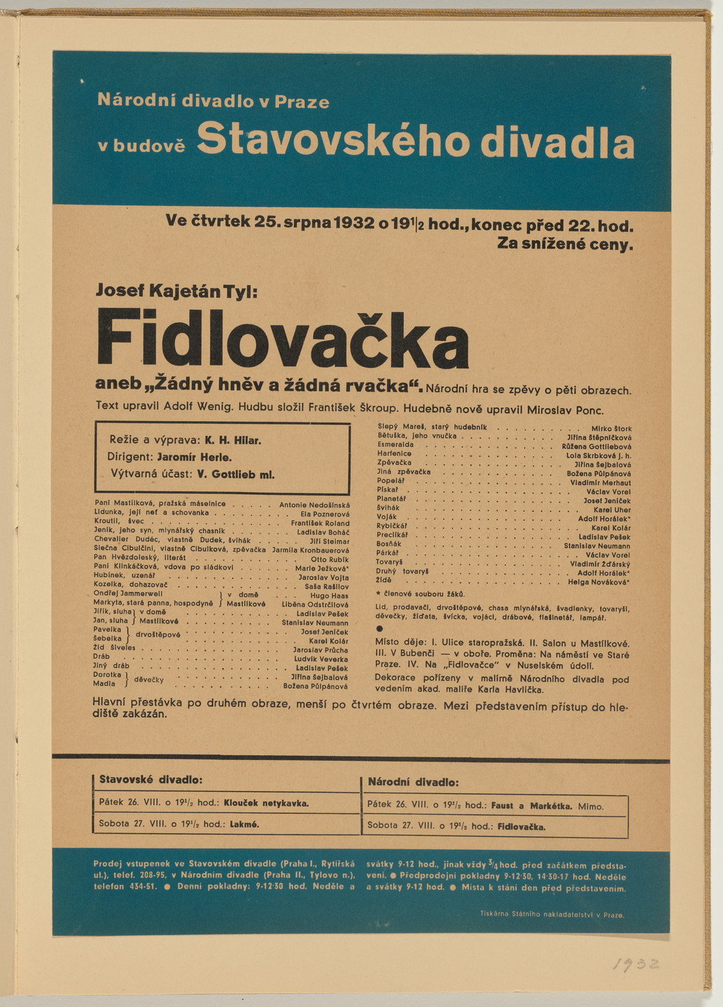 Ladislav Sutnar. Theater Signs and Forms (Divadelní cedule a tiskopisy). c. 1938