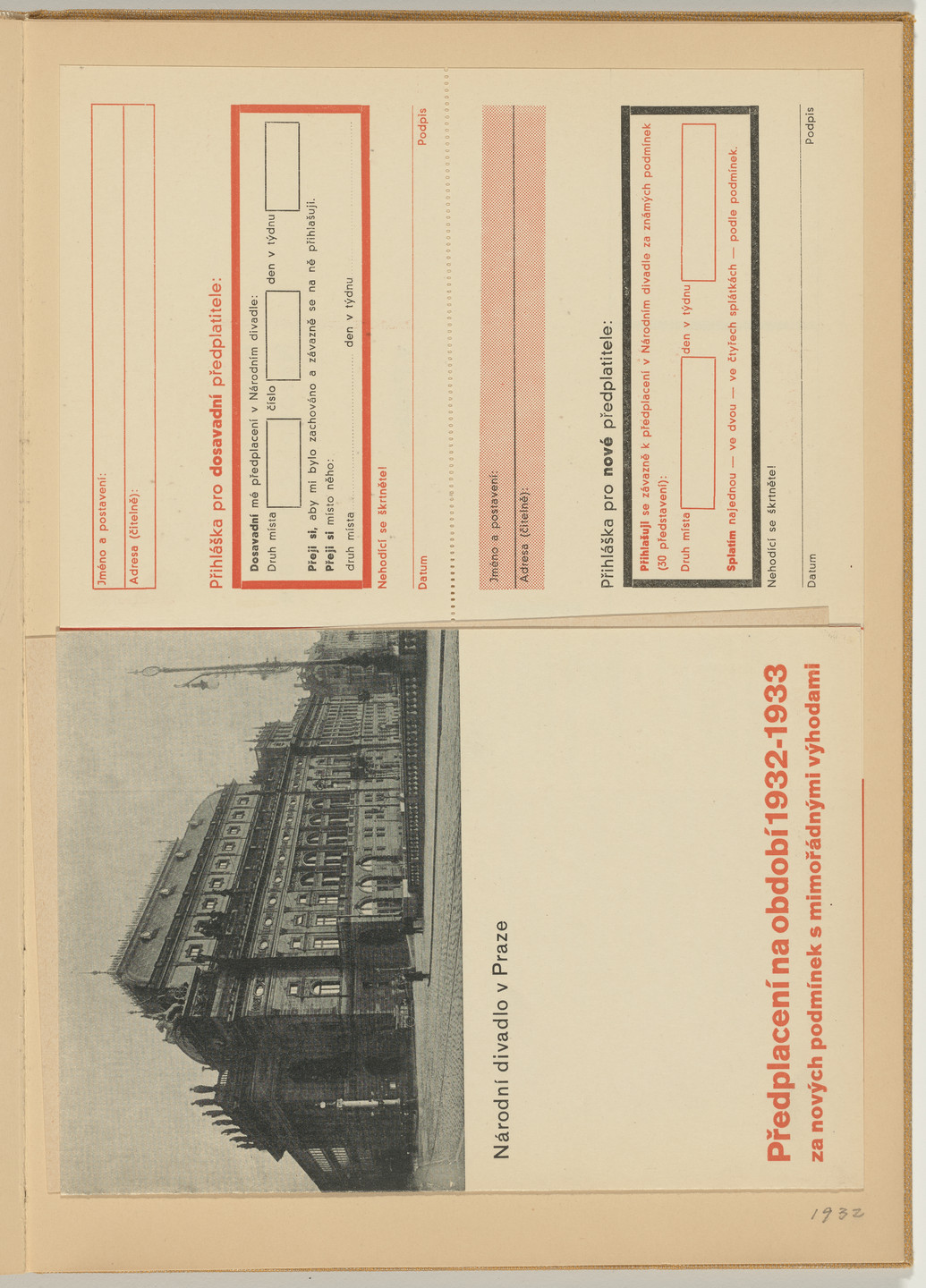 Ladislav Sutnar. Theater Signs and Forms (Divadelní cedule a tiskopisy). c. 1938