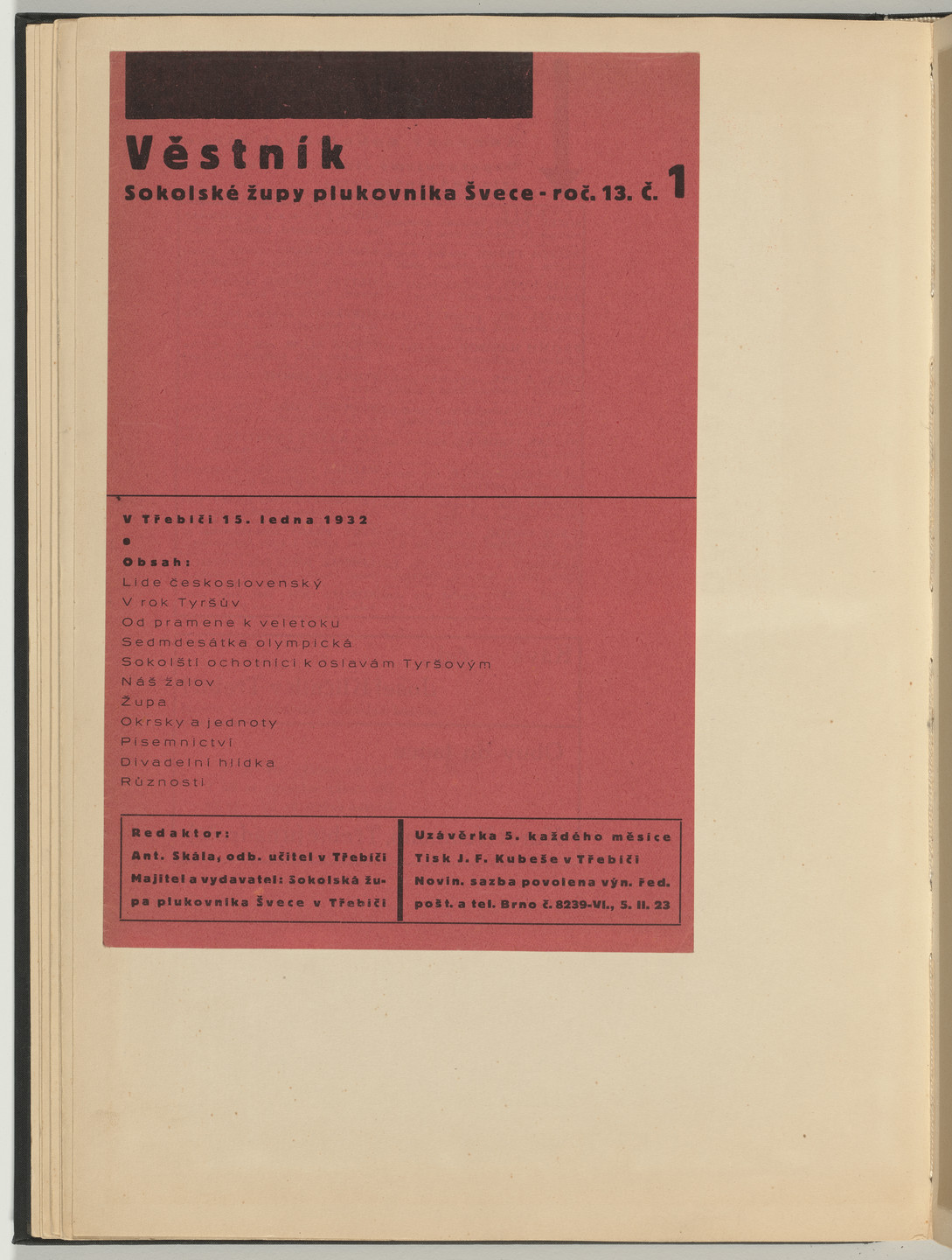 Ladislav Sutnar. Cover and Magazine Design (Obálka a úprava časopisu). c. 1938