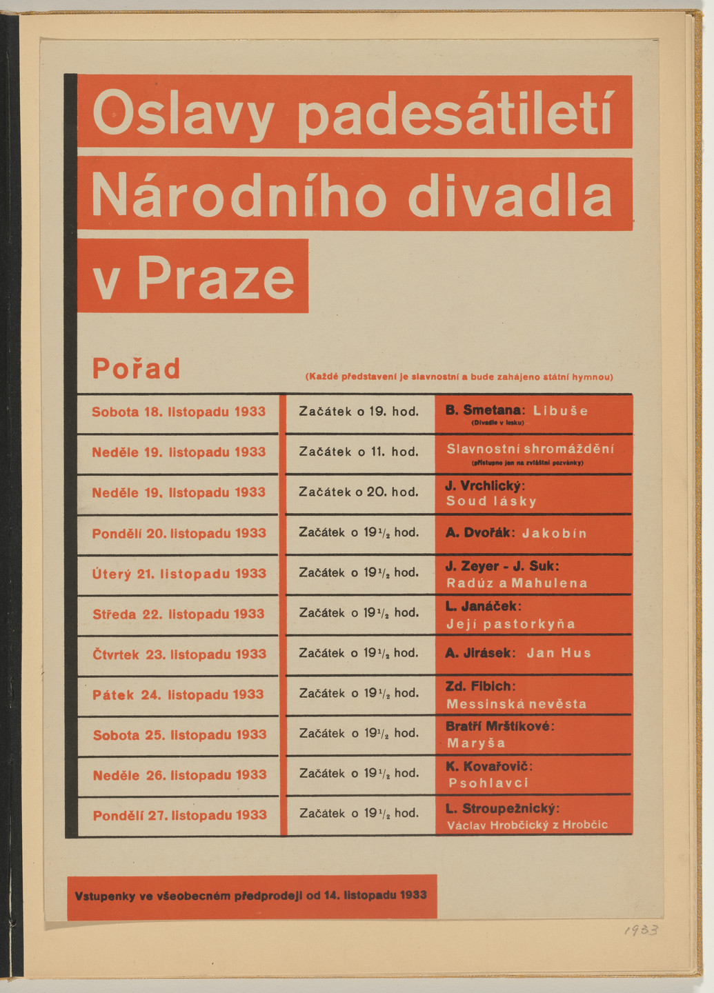 Ladislav Sutnar. Theater Signs and Forms (Divadelní cedule a tiskopisy). c. 1938