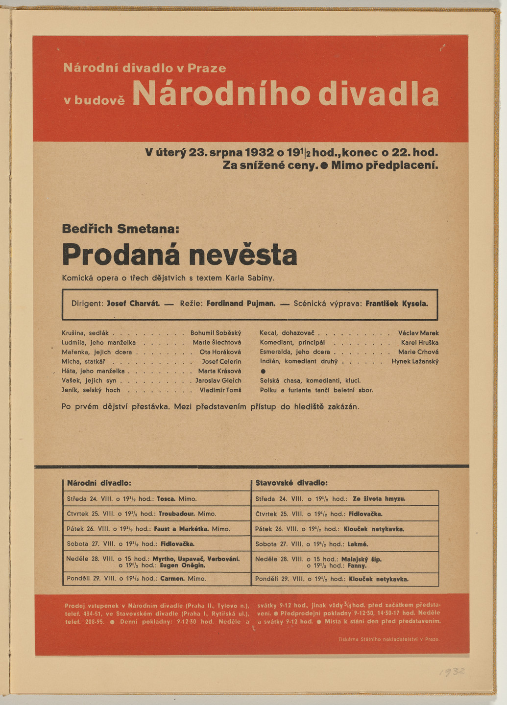 Ladislav Sutnar. Theater Signs and Forms (Divadelní cedule a tiskopisy). c. 1938