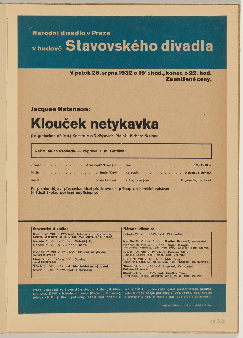 Ladislav Sutnar. Theater Signs and Forms (Divadelní cedule a tiskopisy). c. 1938