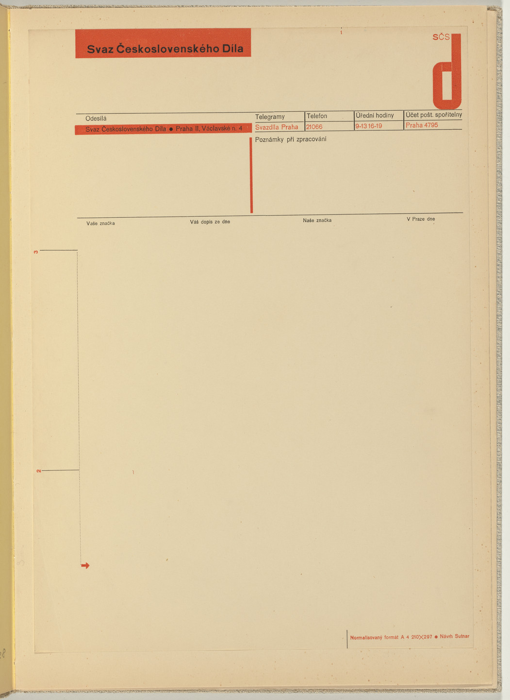 Ladislav Sutnar. Stationery and Forms (Dopisní papíry a tiskopisy). c. 1938