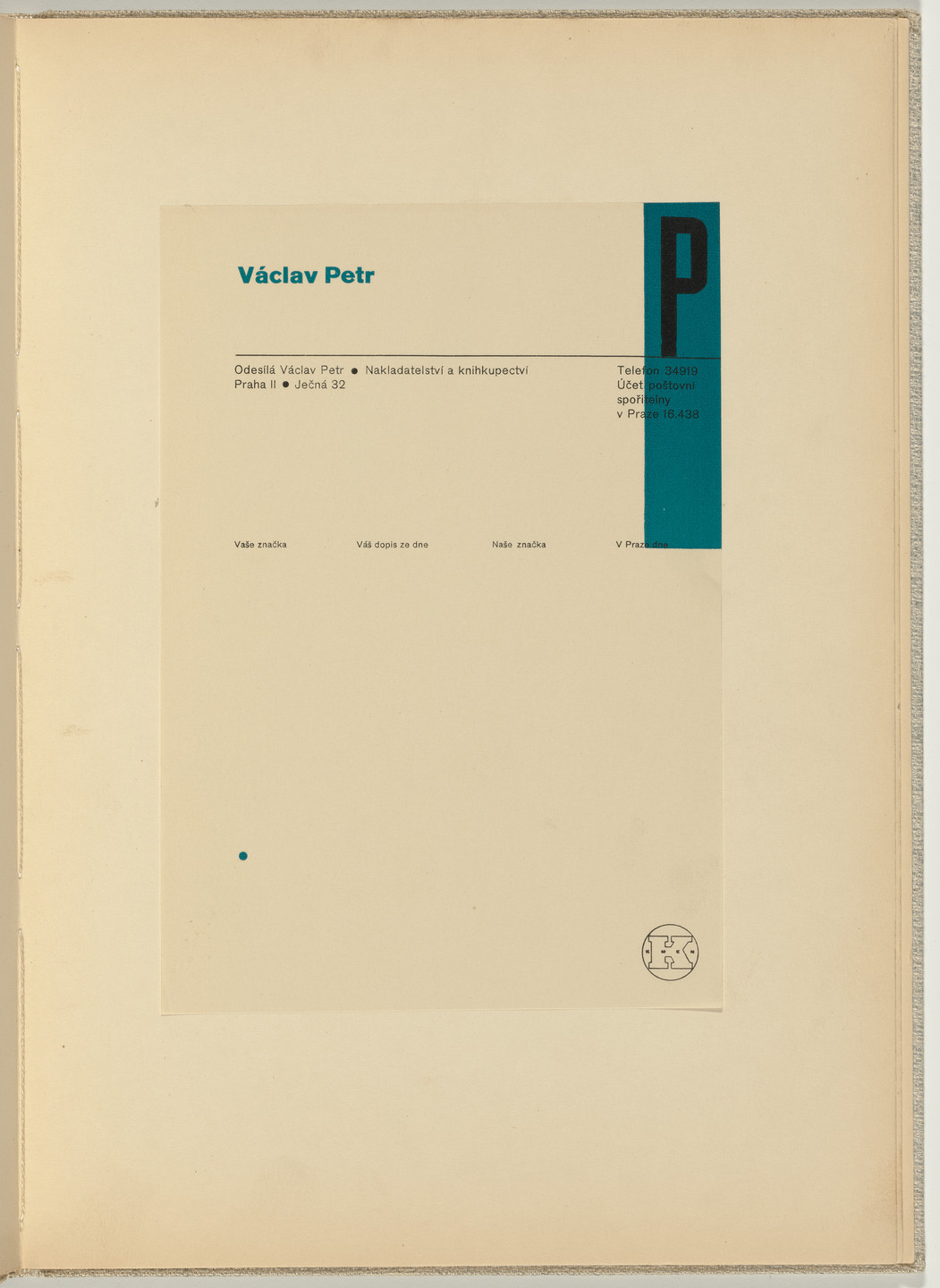 Ladislav Sutnar. Stationery and Forms (Dopisní papíry a tiskopisy). c. 1938