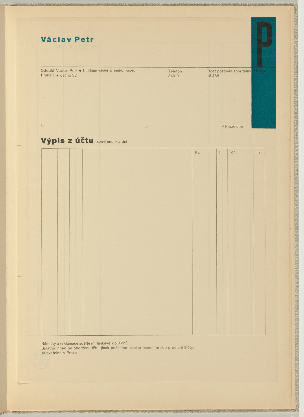 Ladislav Sutnar. Stationery and Forms (Dopisní papíry a tiskopisy). c. 1938
