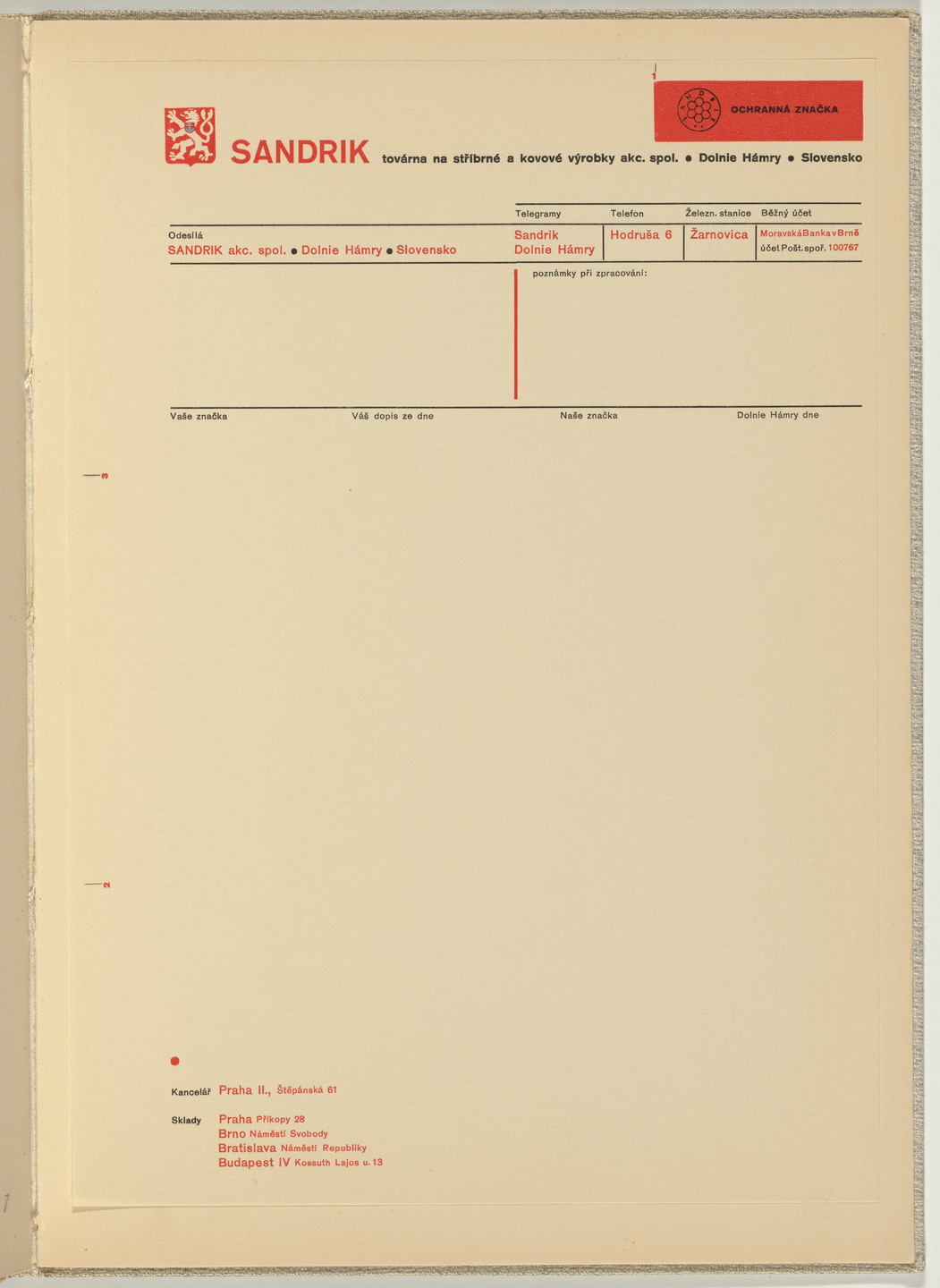 Ladislav Sutnar. Stationery and Forms (Dopisní papíry a tiskopisy). c. 1938