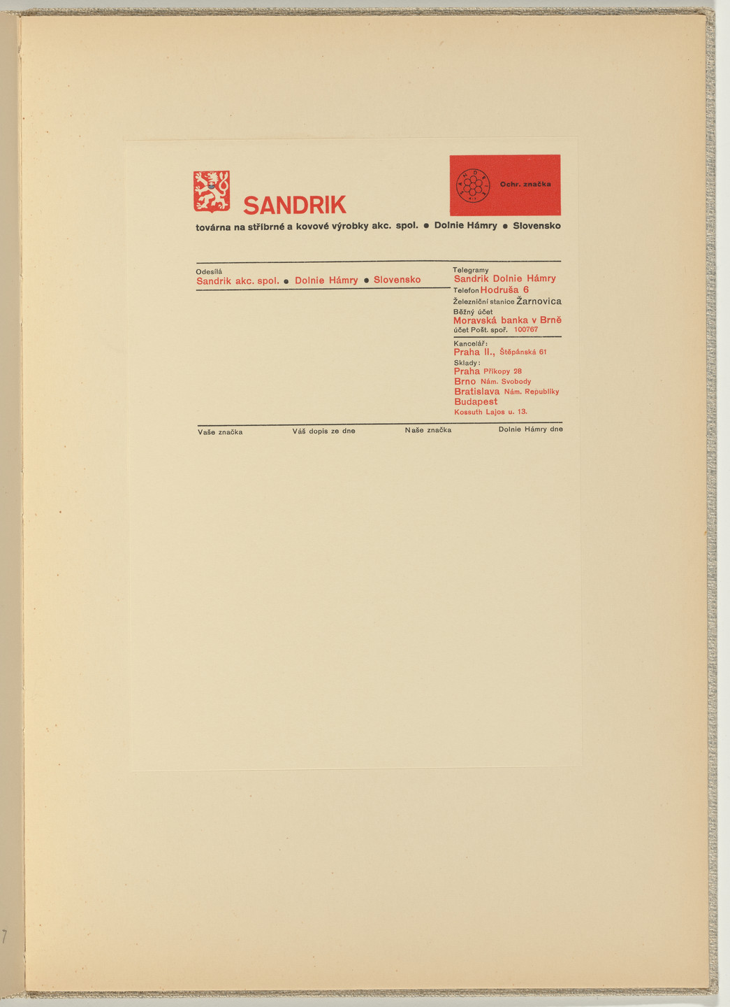 Ladislav Sutnar. Stationery and Forms (Dopisní papíry a tiskopisy). c. 1938