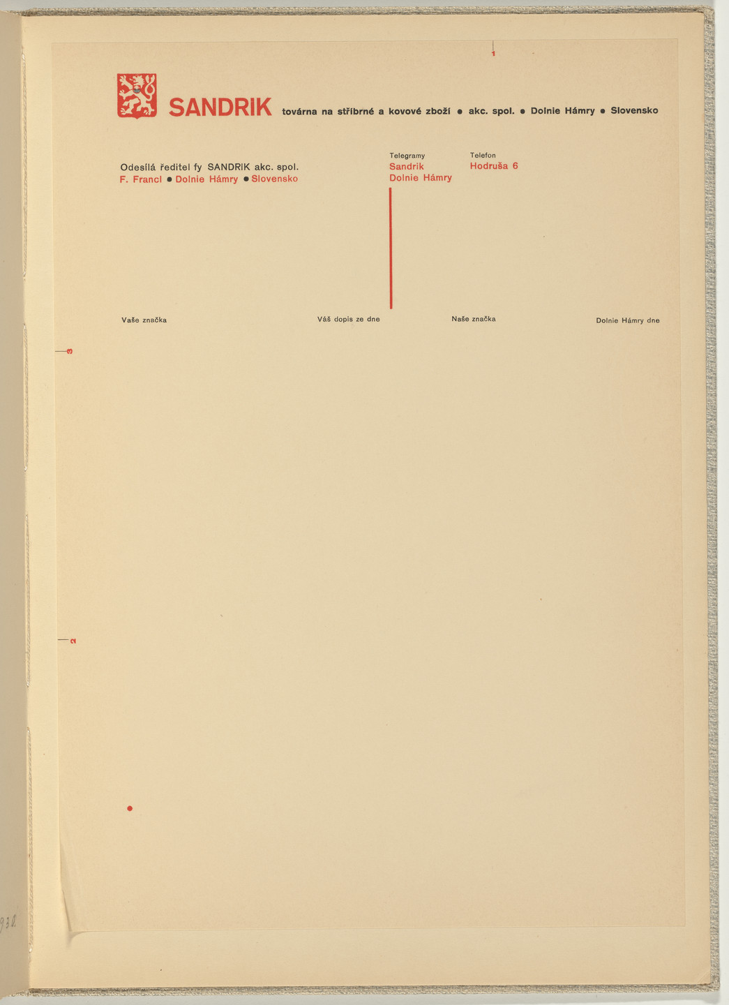 Ladislav Sutnar. Stationery and Forms (Dopisní papíry a tiskopisy). c. 1938
