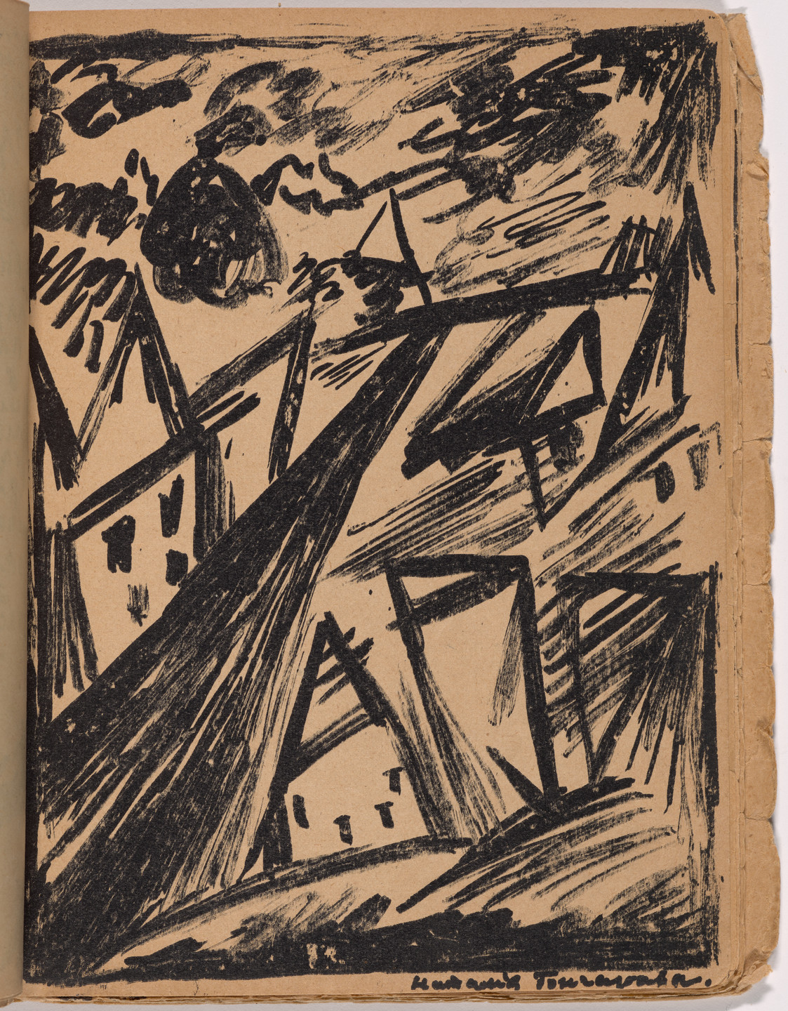 Natalia Goncharova. Plate (folio 11) from Mirskontsa (Worldbackwards). 1912