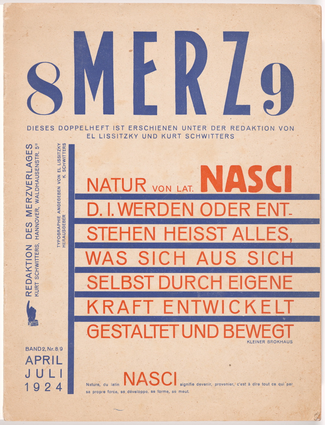 Kurt Schwitters, El Lissitzky. Merz no. 8/9: Nature (Nasci). 1924