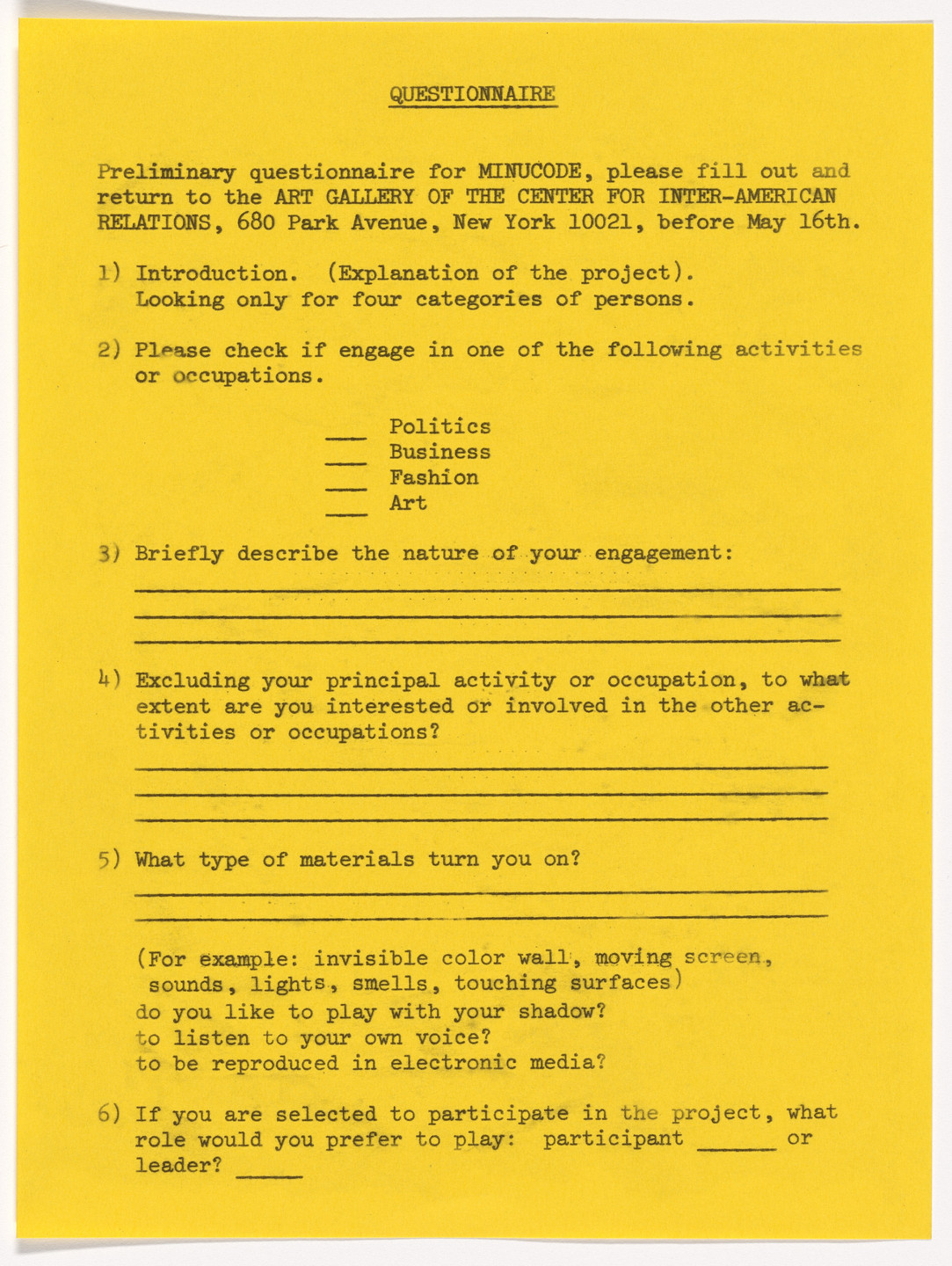 Marta Minujín. Archive of MINUCODE. 1968