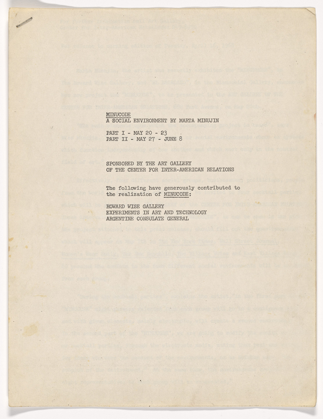 Marta Minujín. Archive of MINUCODE. 1968