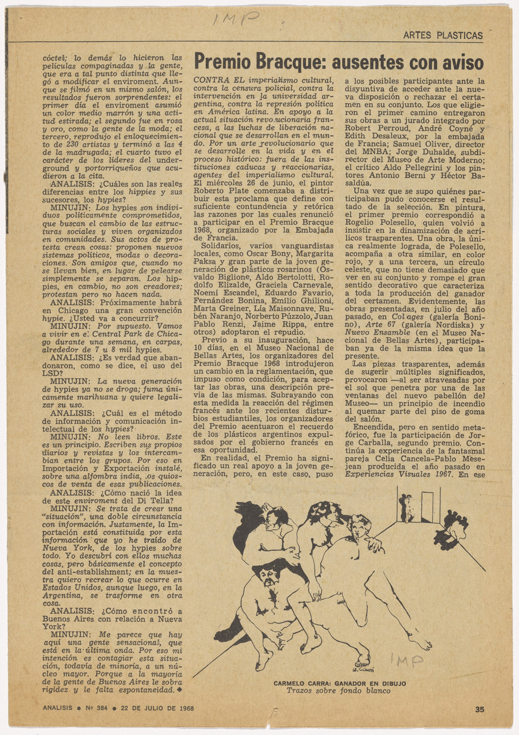 Marta Minujín. Archive of MINUCODE. 1968