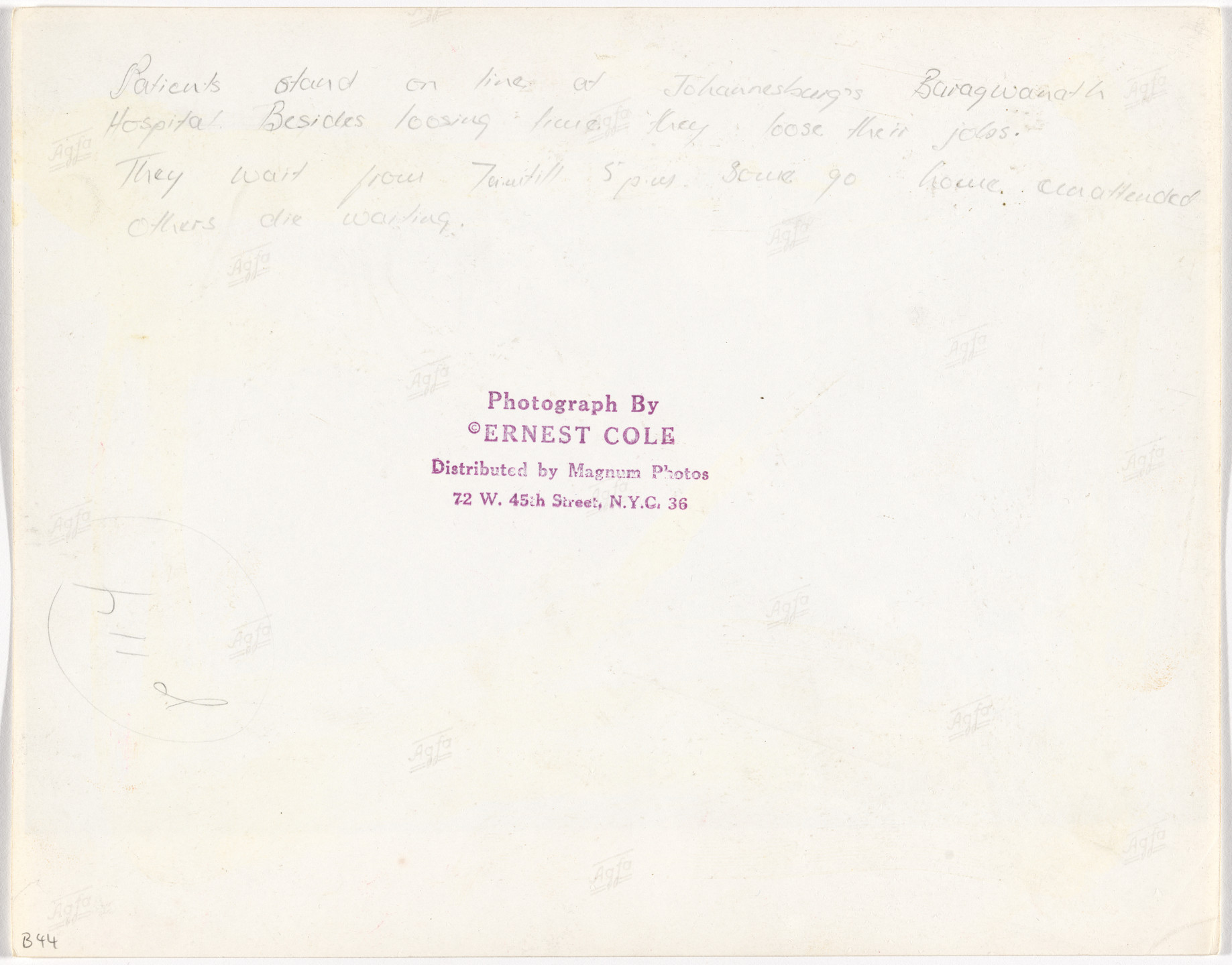 Ernest Cole. Untitled. c. 1960