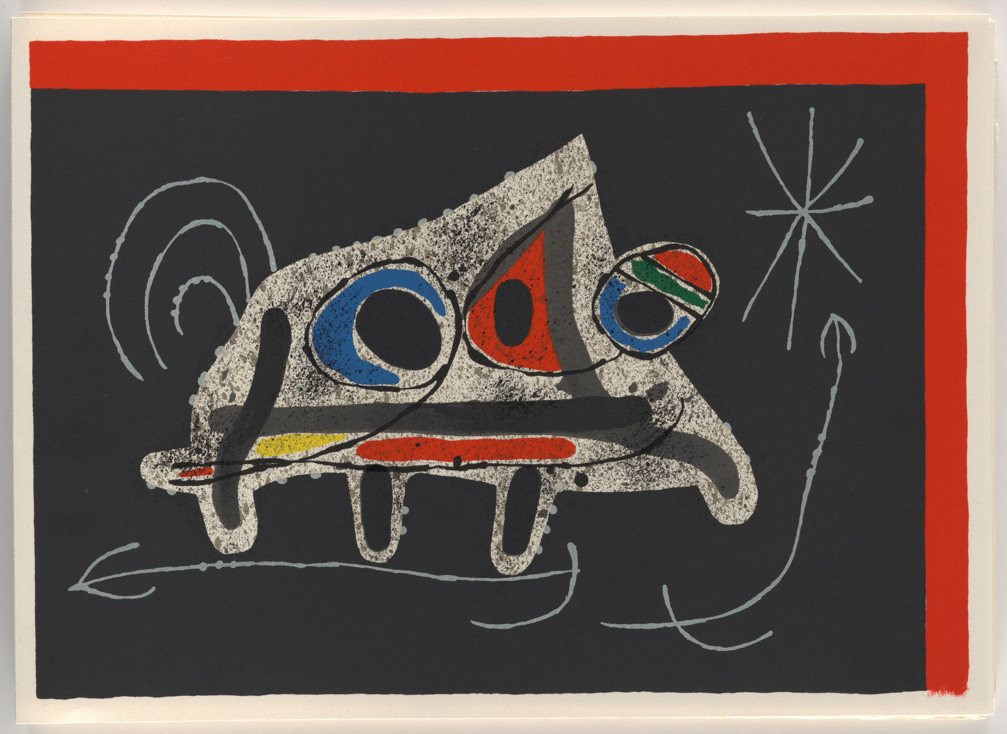 Joan Miró. Wrapper front from Le Lézard aux plumes d'or (The Lizard with Golden Feathers)