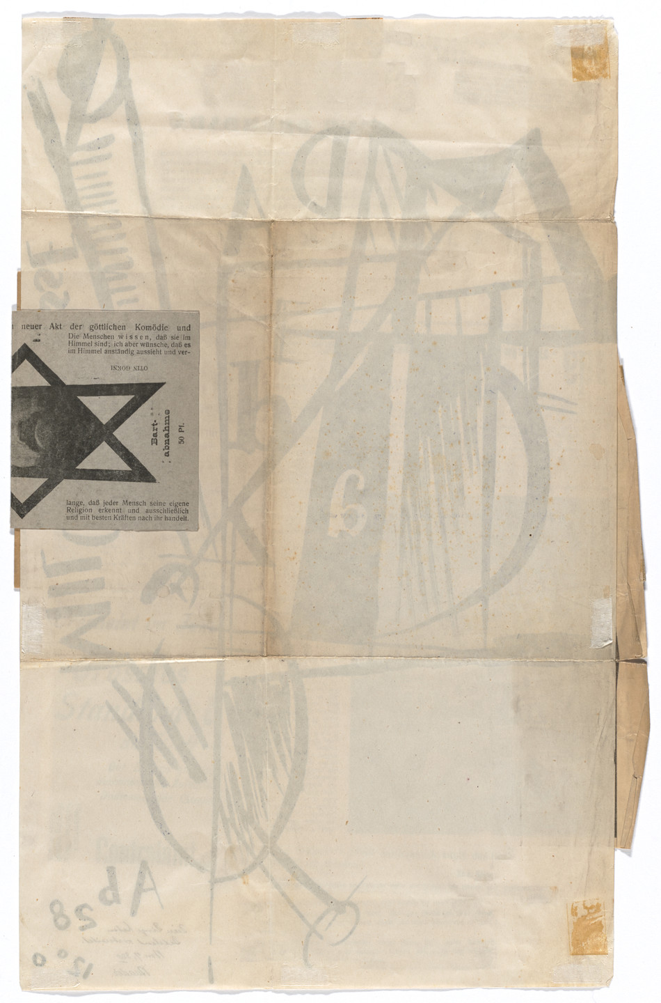 Johannes Baader. Untitled (Advertisement for Myself [Reklame für mich]) on poster designed by Raoul Hausmann for Dada Milchstrasse (Dada Milky Way) performance. 1920