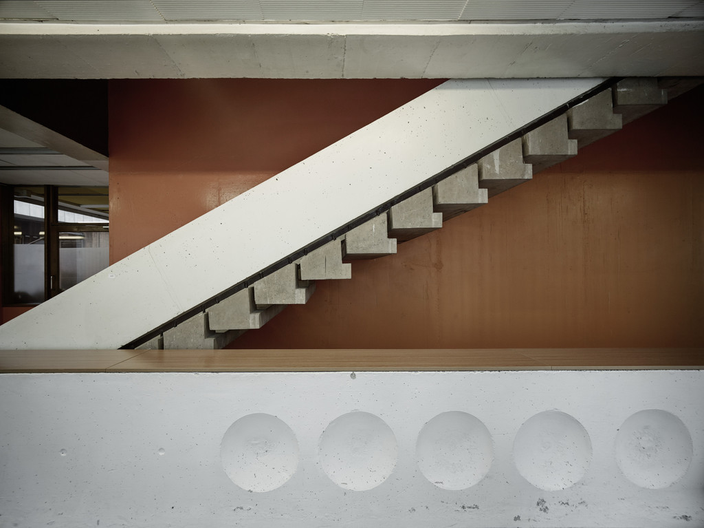 Diagnostic and Therapeutic Wing of the University Medical Center, Ljubljana, Slovenia (Interior view of staircase, 2016)