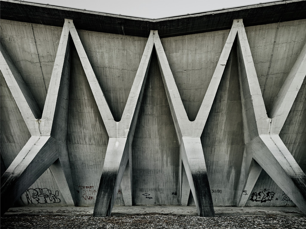 Pavilion of West Germany, Zagreb Fair, Zagreb, Croatia (View of the northeastern façade, 2016)