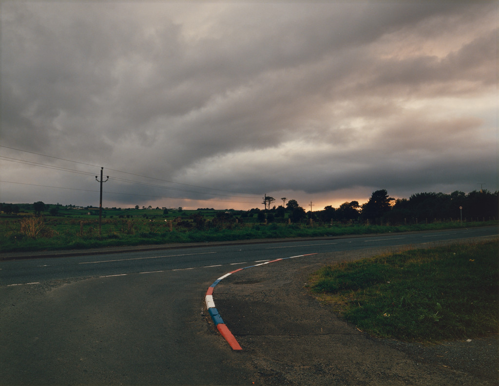 Unionist Coloured Kerbstones at Dusk, Near Oman