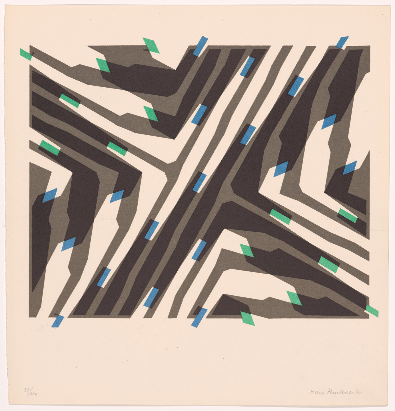 Hans Hinterreiter. Plate (folio 7) from 5 Constructionen + 5 Compositionen. 1941
