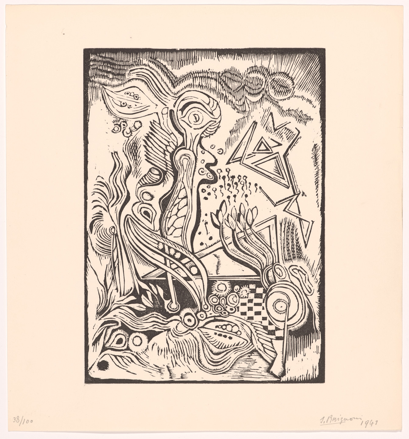 Serge Brignoni. Plate (folio 11) from 5 Constructionen + 5 Compositionen. 1941