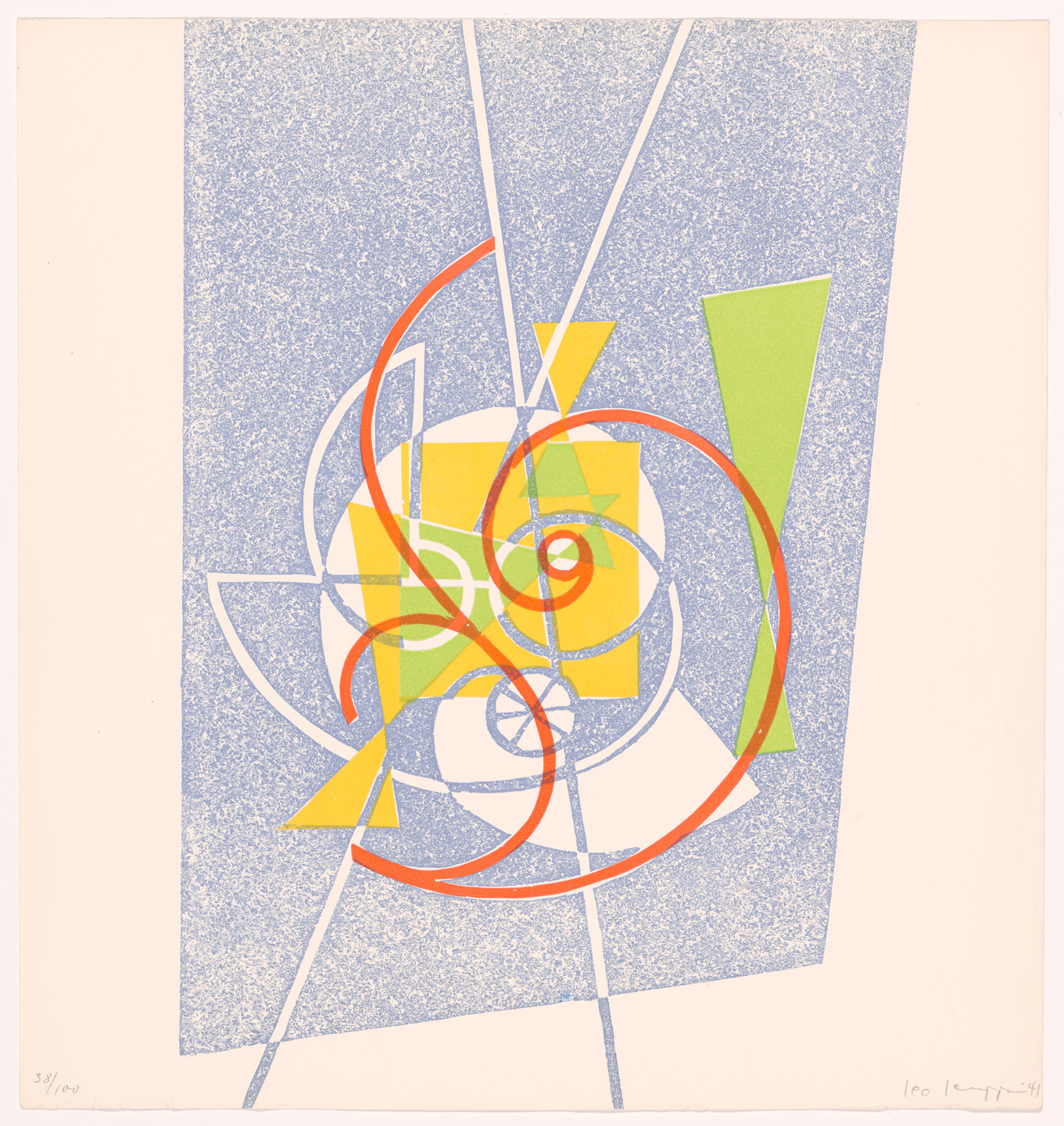 Léo Leuppi. Plate (folio 14) from 5 Constructionen + 5 Compositionen. 1941