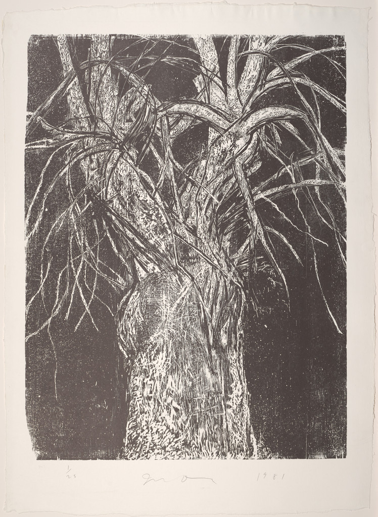 The Big Black and White Woodcut Tree