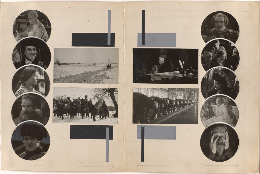 Maquette for spread featuring the 1928 film Kapitanskaya dochka (The Captain’s Daughter) in Sovetsky ekran (Soviet Screen), no. 32