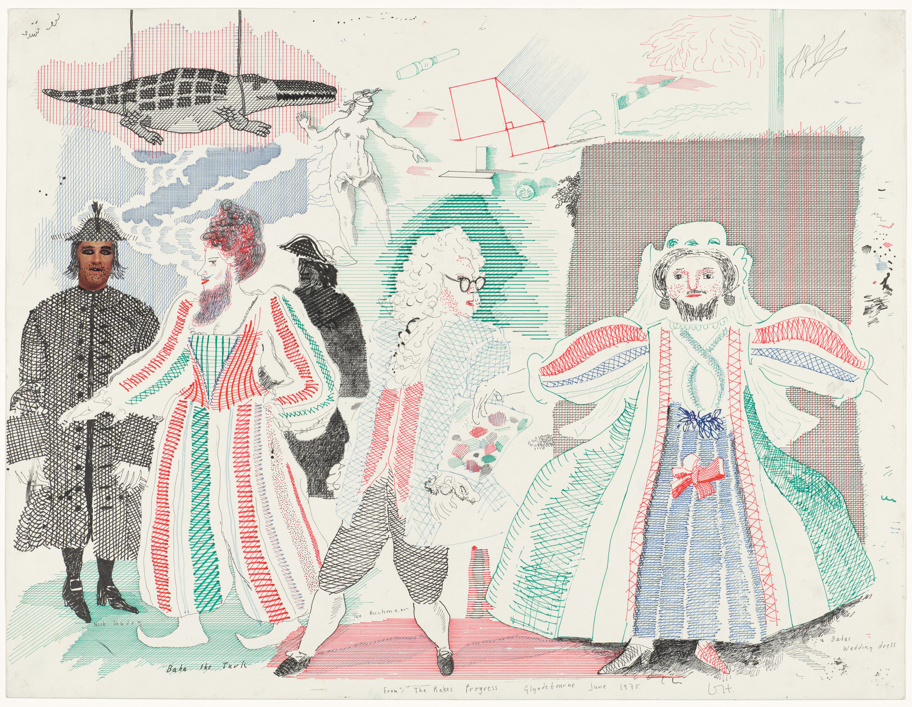 David Hockney. Mise-en-scène for the opera The Rake&#39;s Progress. 1975