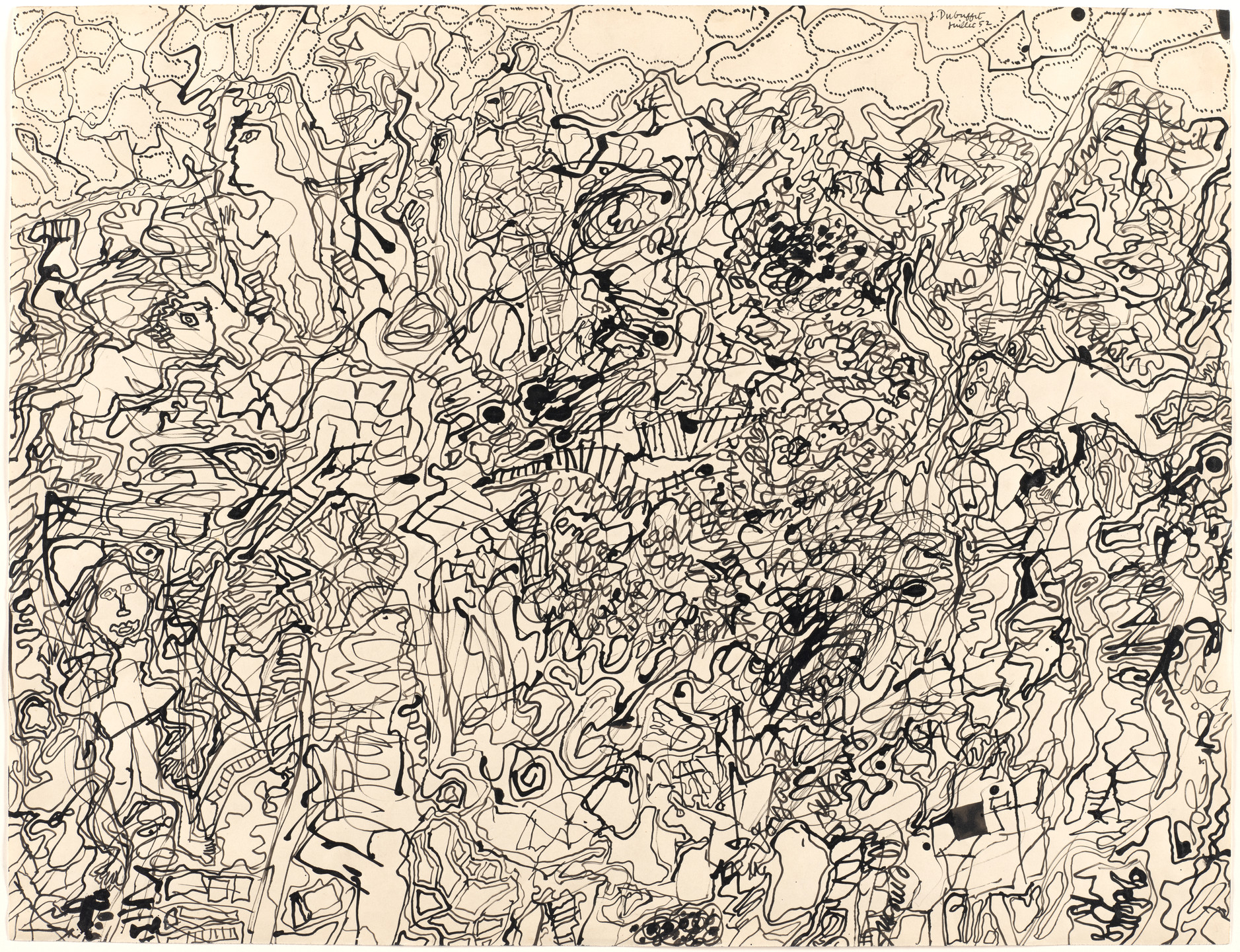 Jean Dubuffet. Ties and Whys: Landscape with Figures (Liaisons et raisons: paysage avec personnages). 1952