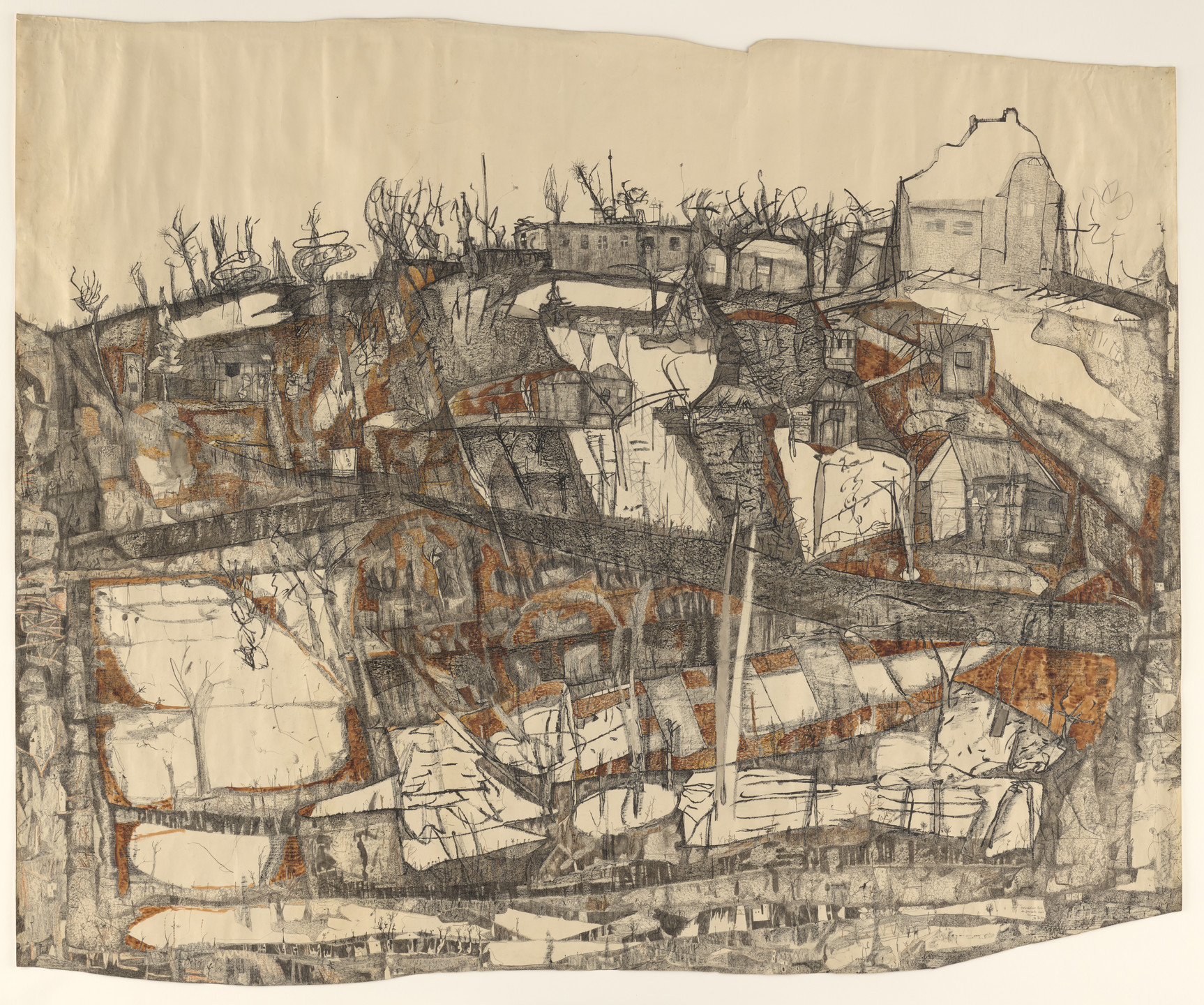 Gerhard Altenbourg. Garden Behind the Spinnbahn, End of February (Gartenkolonie hinter der Spinnbahn, Ende Februar). 1956