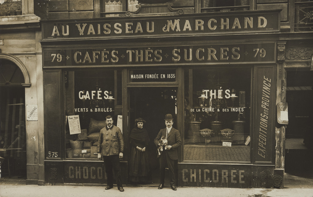 Au Vaisseau Marchand, Cafés verts & brulés, Thés de la Chine & des Indes, 79, rue Notre Dame de Nazareth, Paris