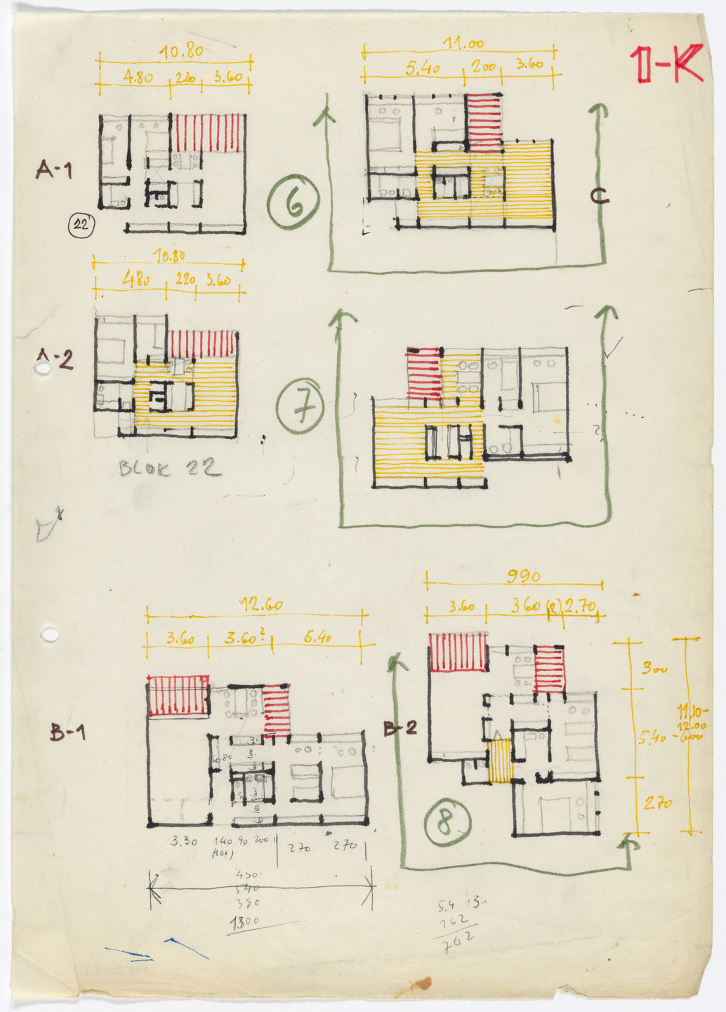 Aleksandar Stjepanović, Božidar Janković, Branislav Karadžić. Block 22, New Belgrade, Serbia (Apartment layout iterations). 1968