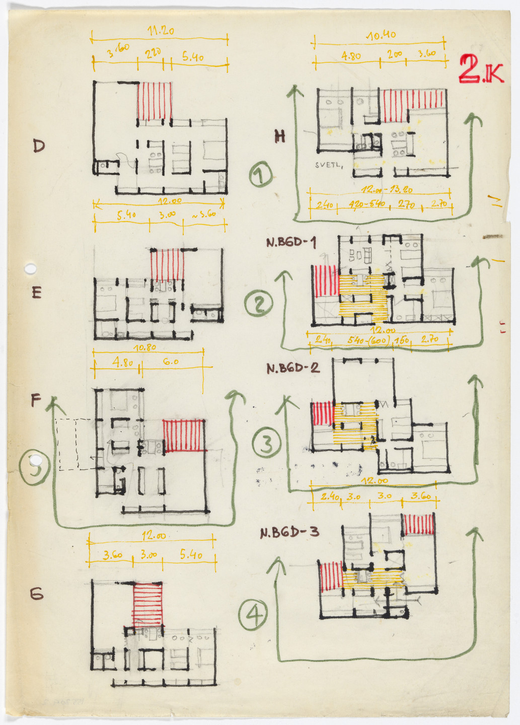 Aleksandar Stjepanović, Božidar Janković, Branislav Karadžić. Block 22, New Belgrade, Serbia (Apartment layout iterations). 1968