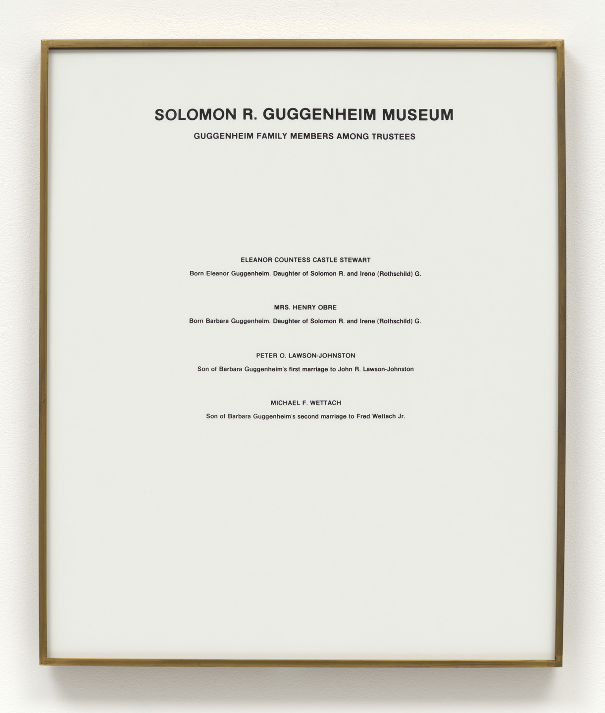 Hans Haacke. Solomon R. Guggenheim Museum Board of Trustees. 1974