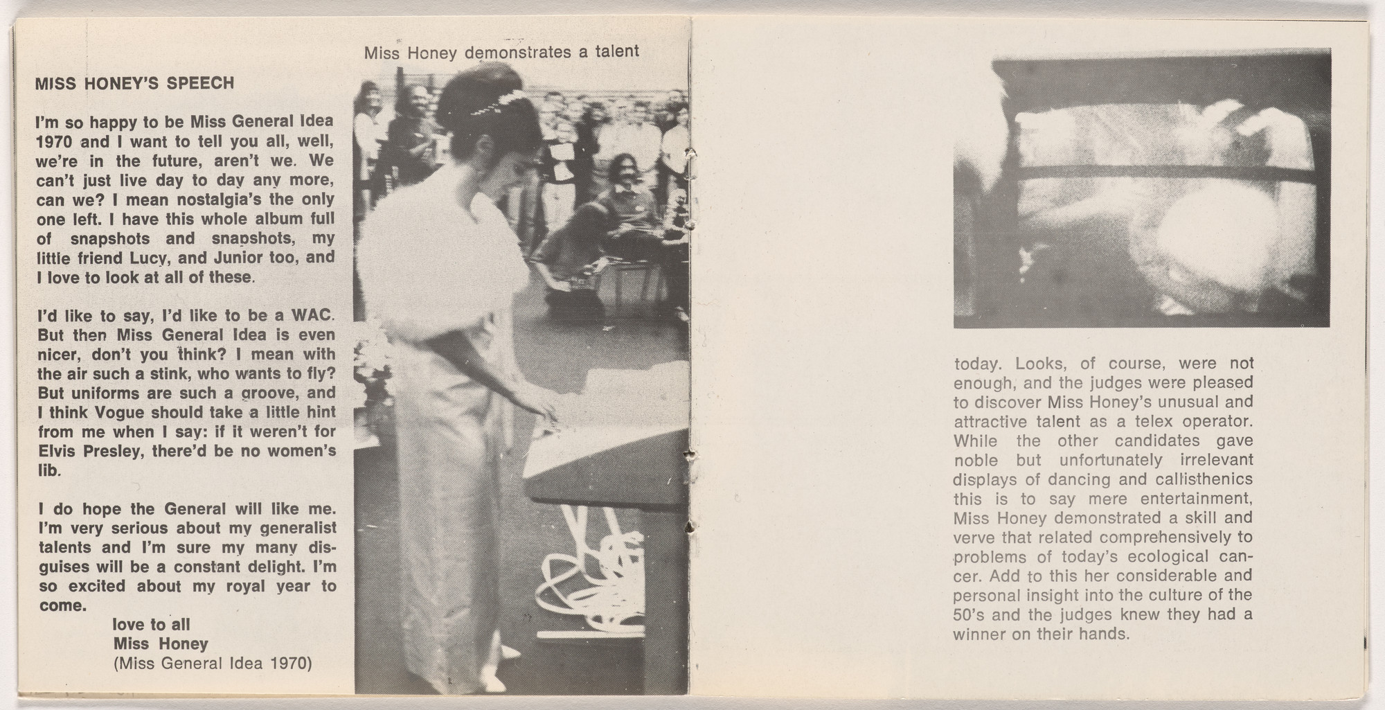 General Idea. The 1970 Miss General Idea Pageant. 1971