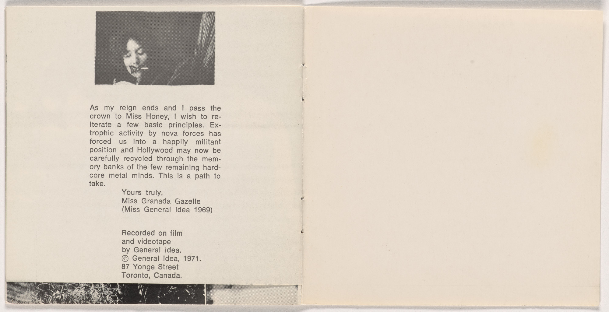 General Idea. The 1970 Miss General Idea Pageant. 1971