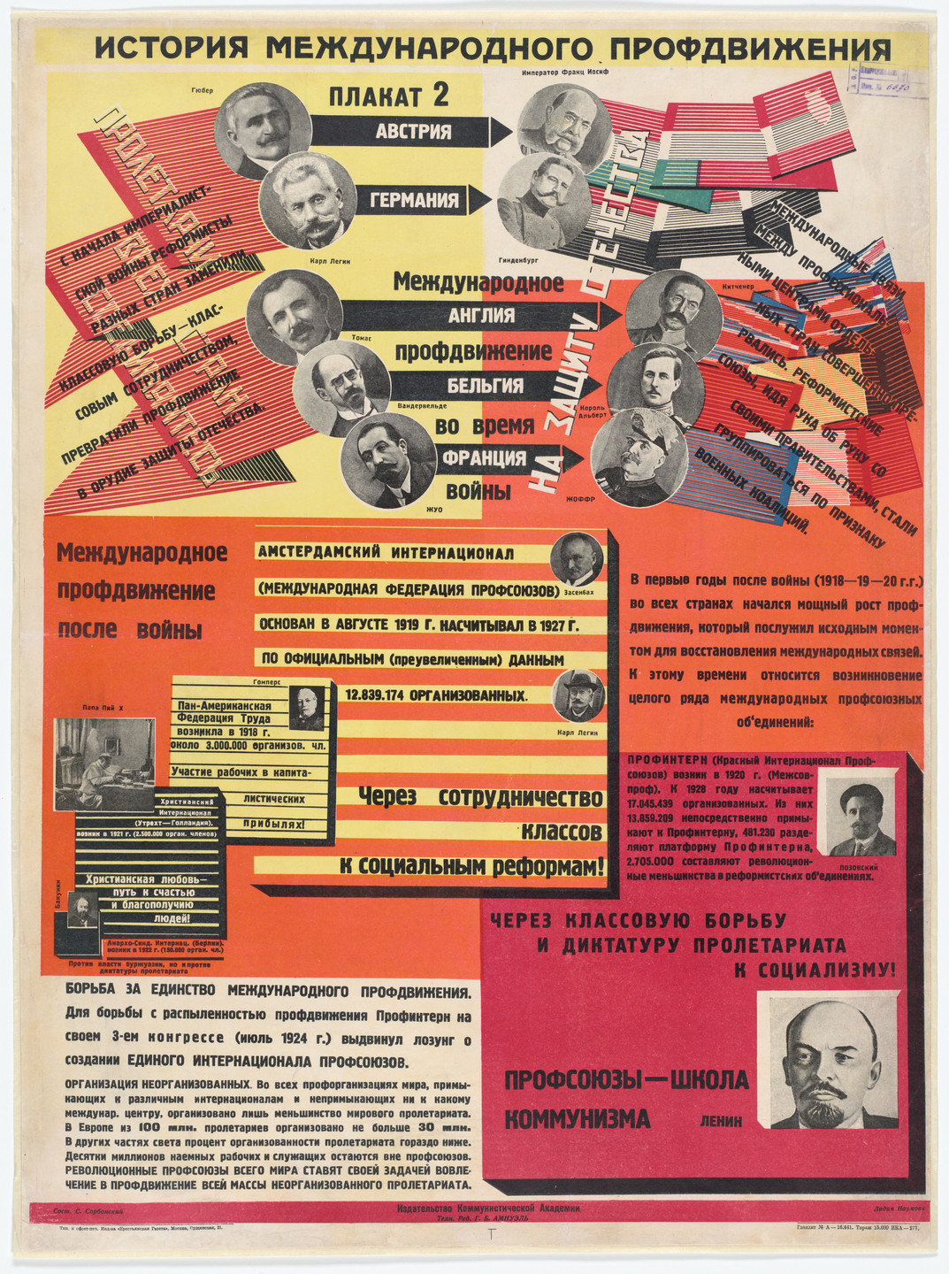 Lydia Naumova. The International Trade Union Movement During the War (Mezhdunarodnoe profdvizhenie vo vremia voiny). Poster no. 2 from the series History of the International Trade Union Movement (Istoriia mizhnarodnoho profruhu). c. 1928