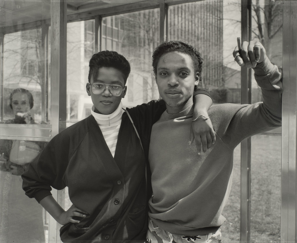 A Couple at a Main Street Bus Stop, Rochester, NY, Dawoud Bey, 1989