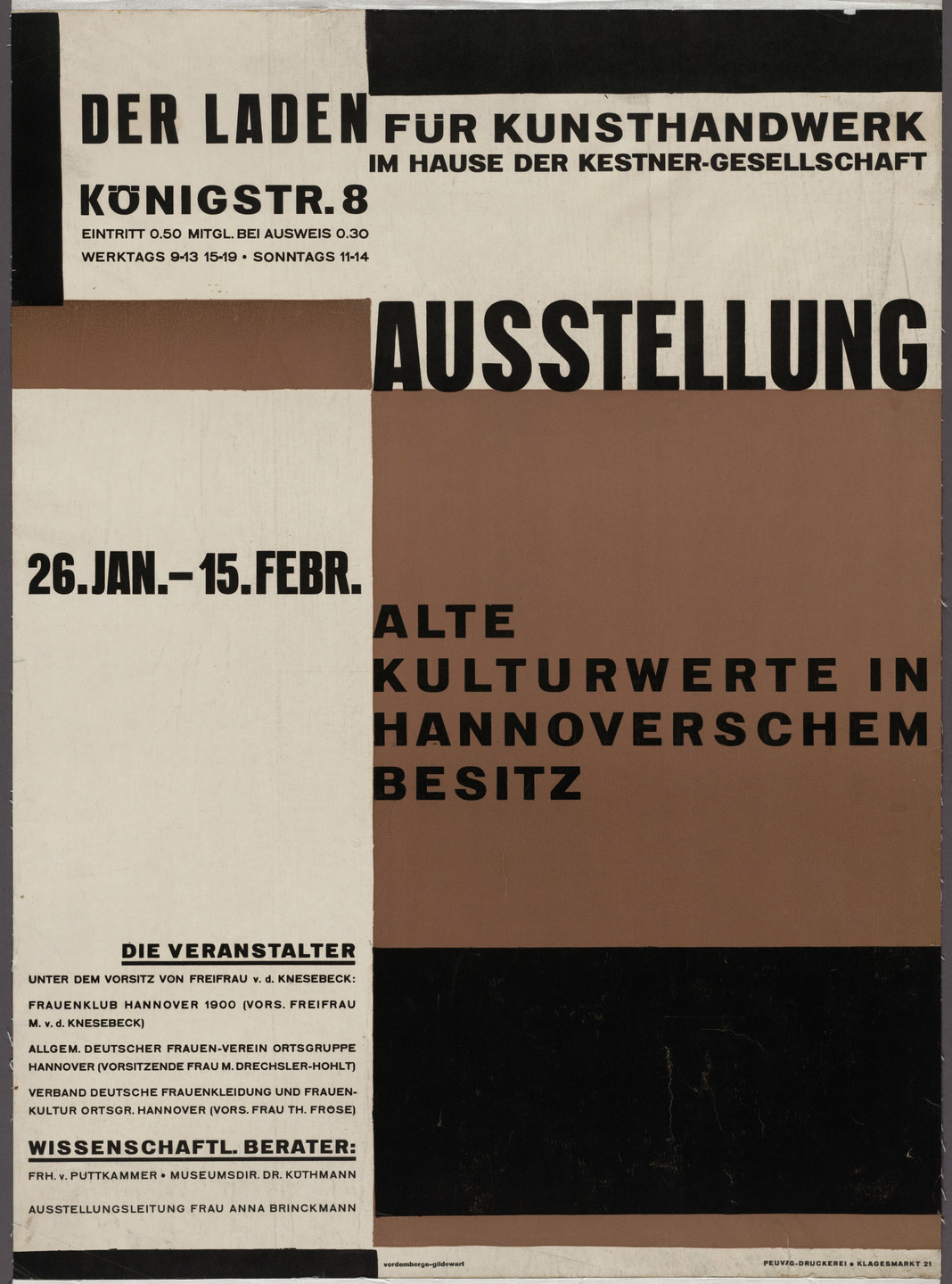Friedrich Vordemberge-Gildewart. Ausstellung, Alte Kulturwerte In Hannoverschem Besitz. 1927–1936