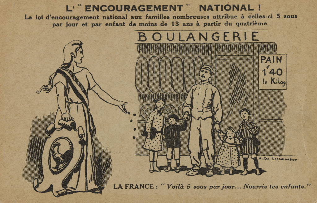 L’  "encouragement" national !, Dessin d’une devanture de boulangerie, Paris