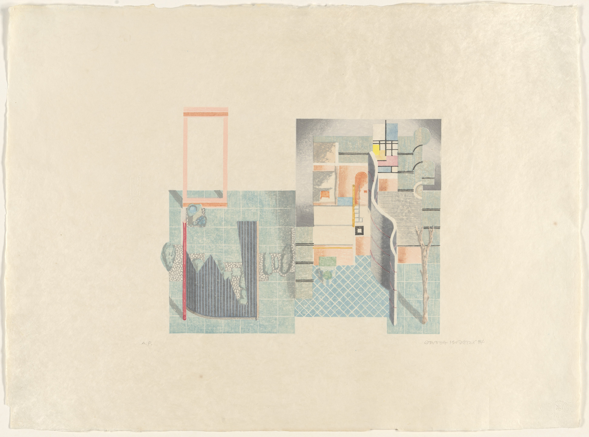 Arata Isozaki. Thatched Hut Folly project (Interior perspective). 1984