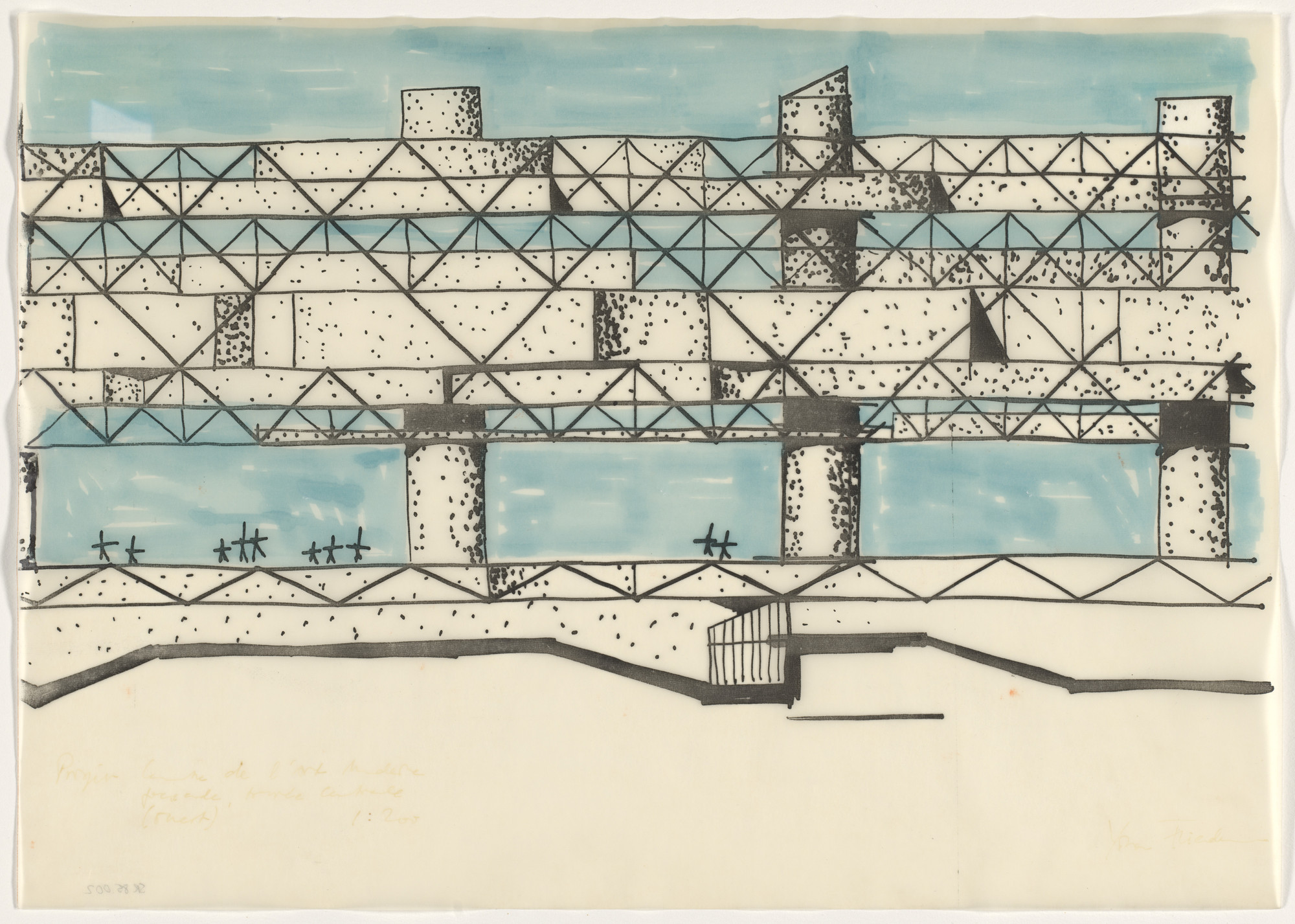 Yona Friedman. Spacial City project, Centre de l&#39;Art Moderne Project, France. 1970s