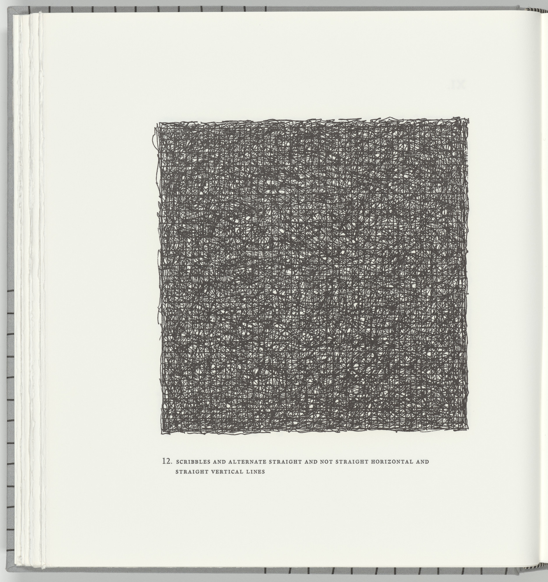 Sol LeWitt. Scribbles and Alternate Straight and Not Straight Horizontal and Straight Vertical Lines (plate 12) from Squarings