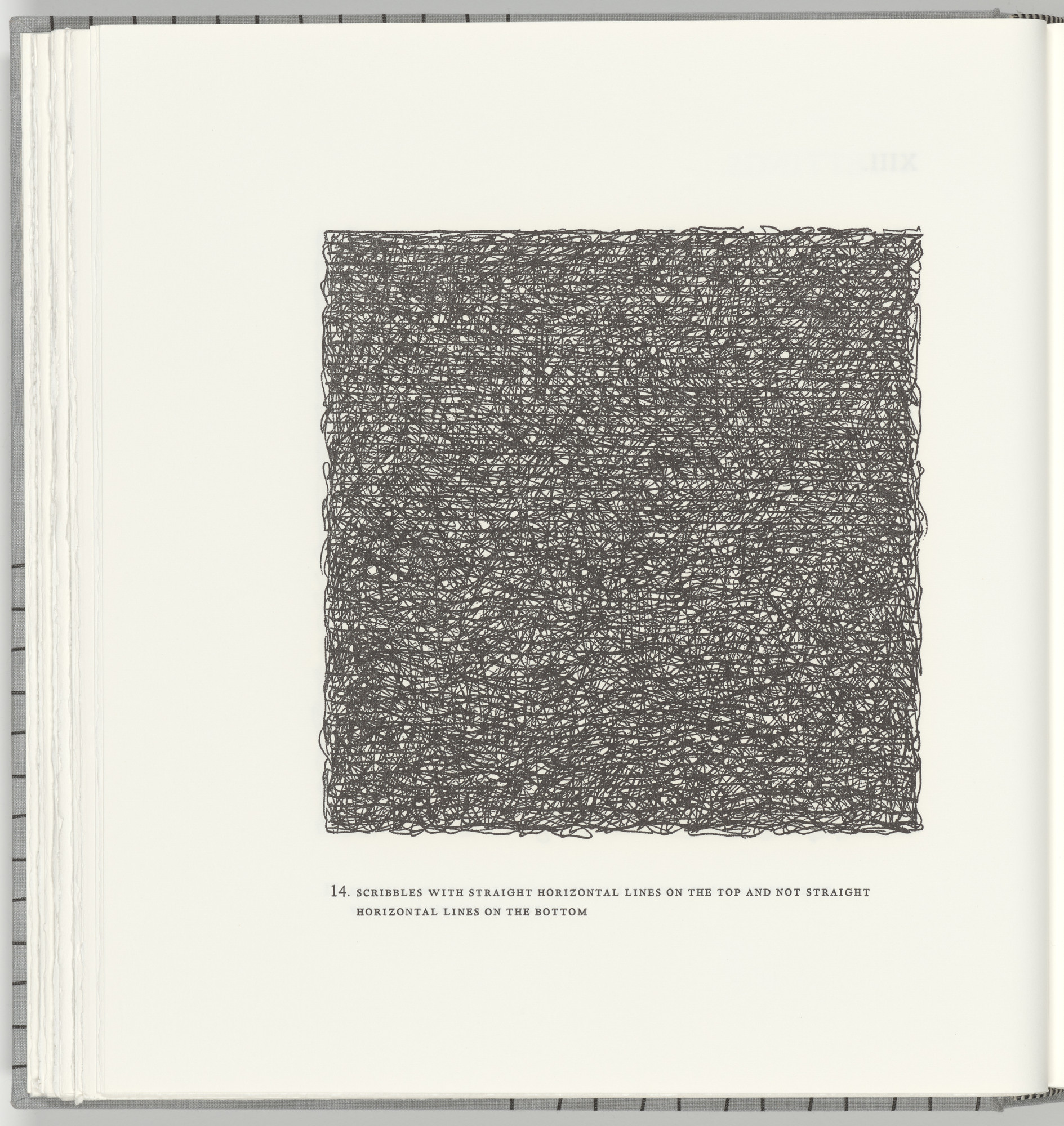 Sol LeWitt. Scribbles with Straight Horizontal Lines on the Top and Not Straight Horizontal Lines on the Bottom (plate 14) from Squarings