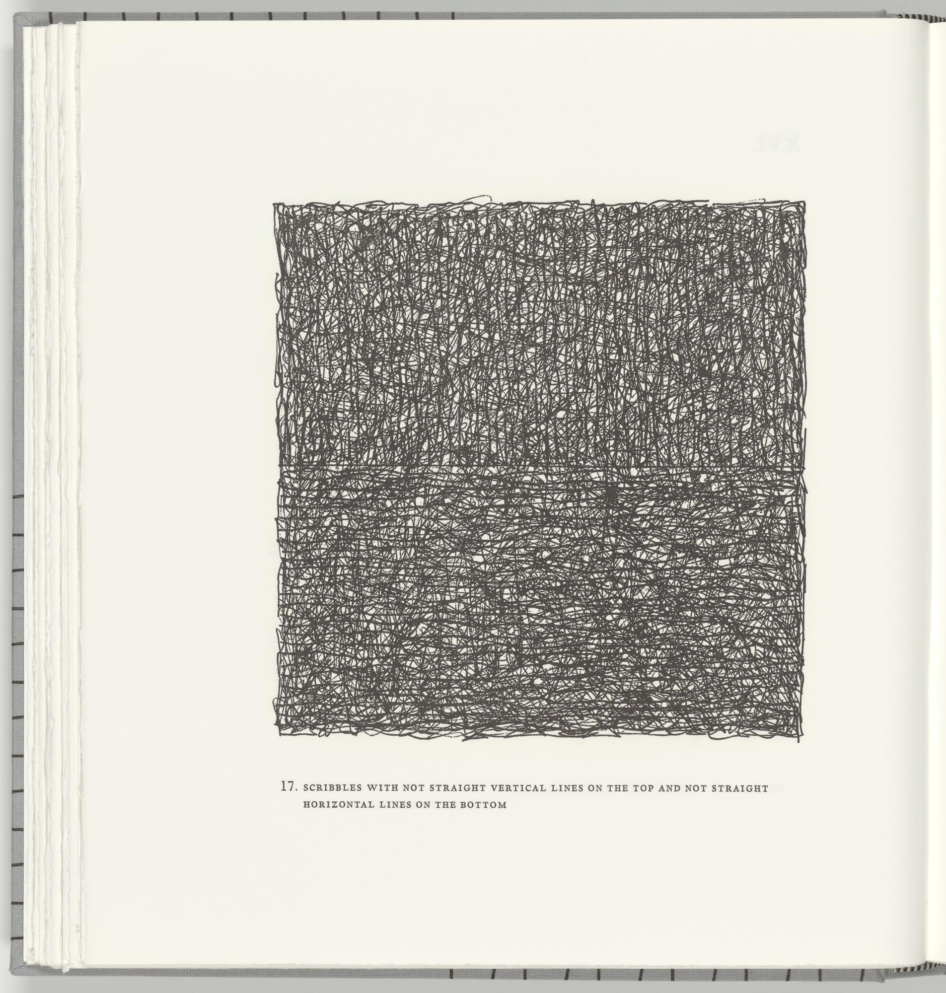 Sol LeWitt. Scribbles with Not Straight Vertical Lines on the Top and Not Straight Horizontal Lines on the Bottom (plate 17) from Squarings