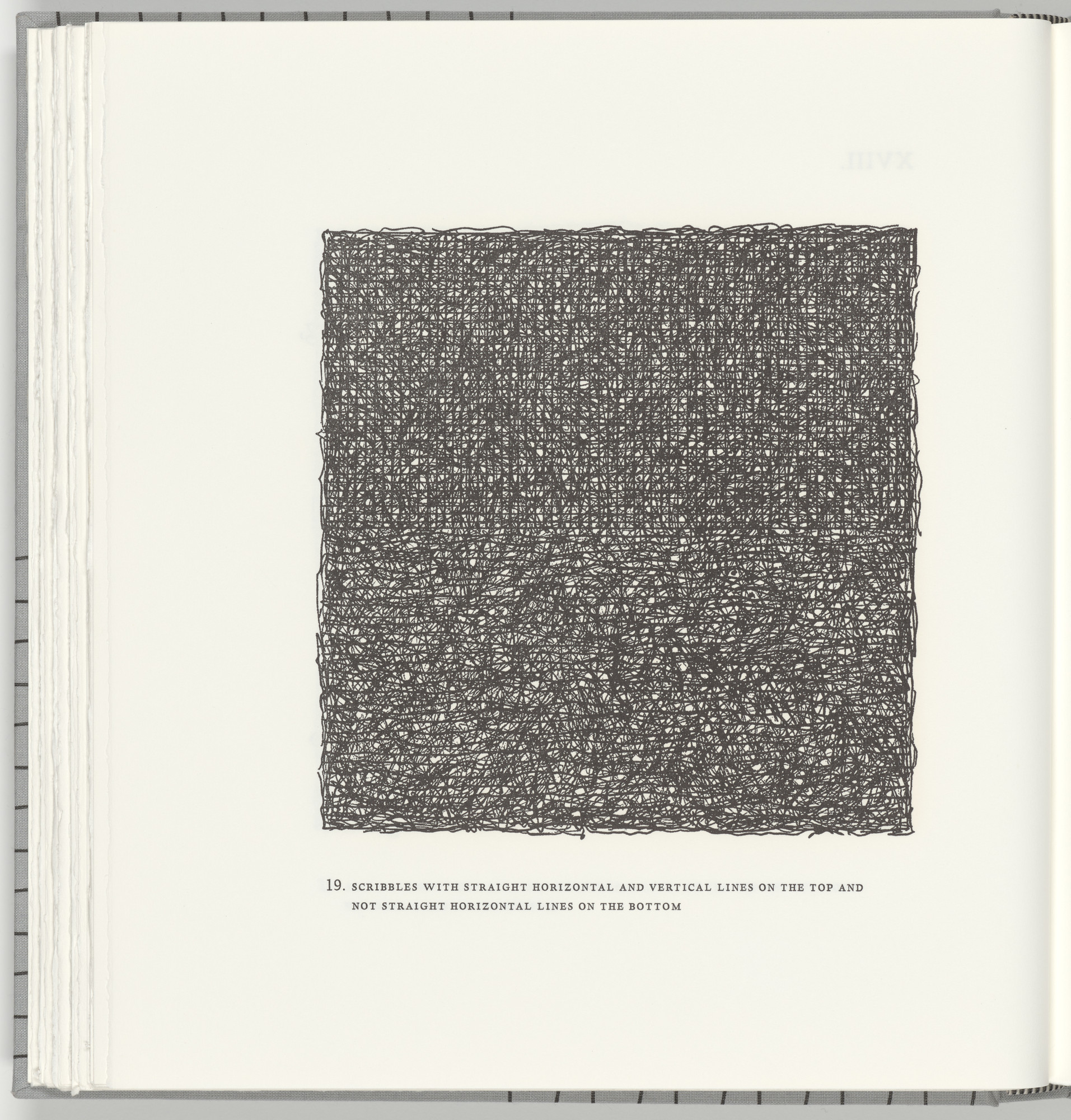 Sol LeWitt. Scribbles with Straight Horizontal and Vertical Lines on the Top and Not Straight Horizontal Lines on the Bottom (plate 19) from Squarings