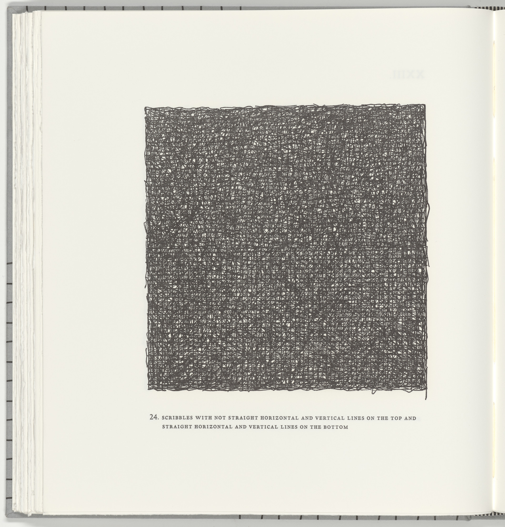 Sol LeWitt. Scribbles with Not Straight Horizontal and Vertical Lines on the Top and Straight Horizontal and Vertical Lines on the Bottom (plate 24) from Squarings