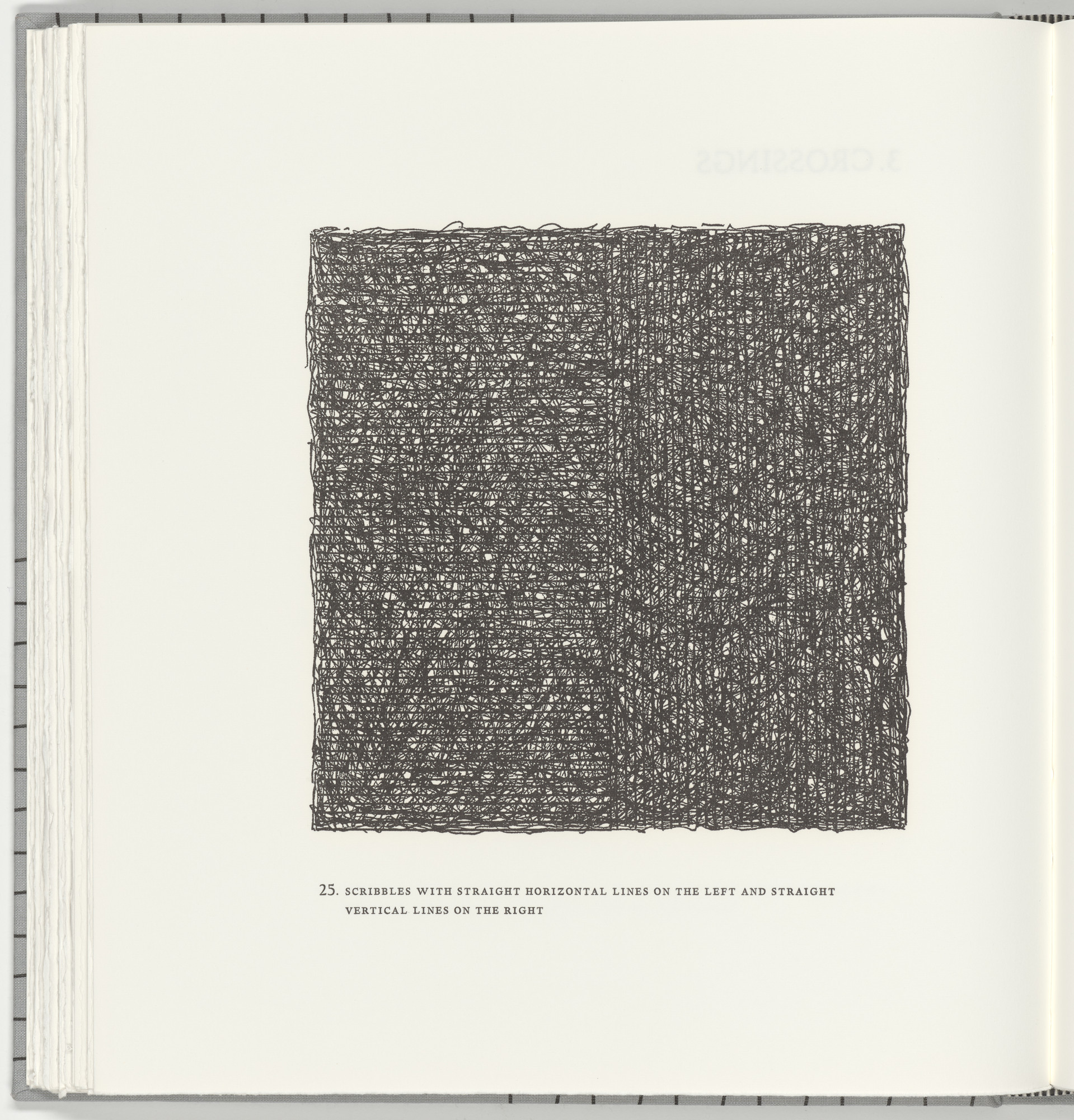 Sol LeWitt. Scribbles with Straight Horizontal Lines on the Left and Straight Vertical Lines on the Right (plate 25) from Squarings